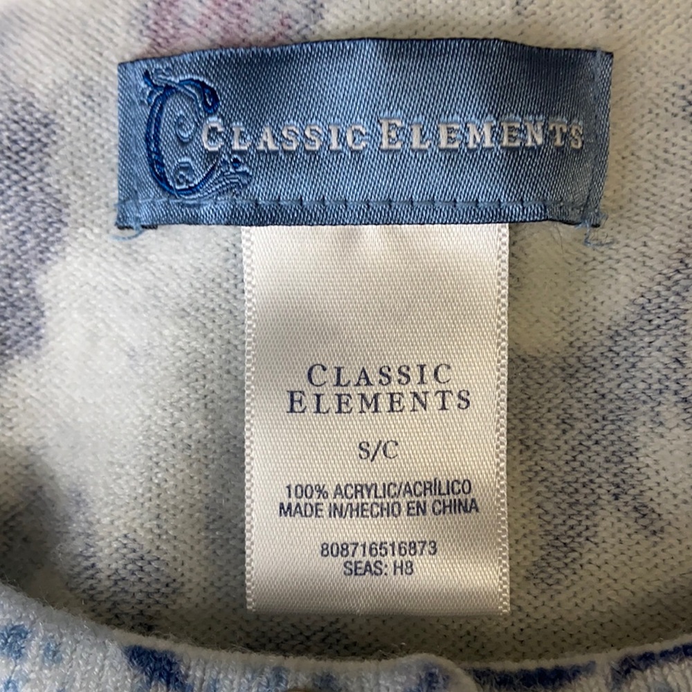 Classic Elements Soft Button Front Blue Pattern S… - image 2